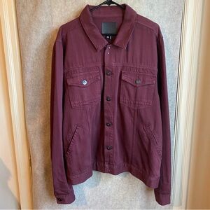 Paige M Scout Denim Vintage Burgundy Maroon Soft Denim Pocket Jacket Unisex XXL